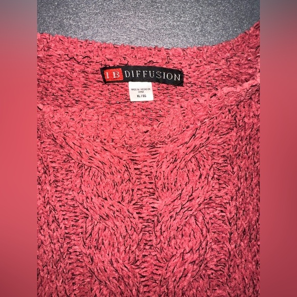 Red/Orange Cable Knit Crewneck Sweater - Picture 2 of 5